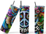 Psychedelic Peace, Hippie Groovy 20oz Skinny Tumbler